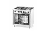Kuchnia gazowa 5-palnikowa z piekarnikiem elektrycznym i grillem Kitchen Line 230V/2900W 14,3kW 900x653x900mm Hendi 225707