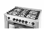 Kuchnia gazowa 5-palnikowa z piekarnikiem elektrycznym i grillem Kitchen Line 230V/2900W 14,3kW 900x653x900mm Hendi 225707