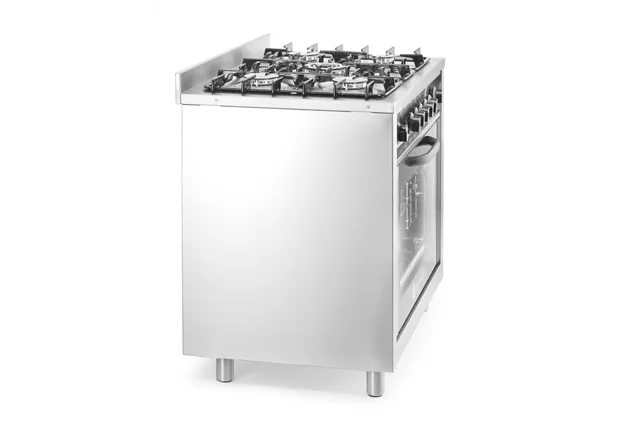 Kuchnia gazowa 5-palnikowa z piekarnikiem elektrycznym i grillem Kitchen Line 230V/2900W 14,3kW 900x653x900mm Hendi 225707