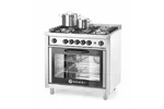 Kuchnia gazowa 5-palnikowa z piekarnikiem elektrycznym i grillem Kitchen Line 230V/2900W 14,3kW 900x653x900mm Hendi 225707
