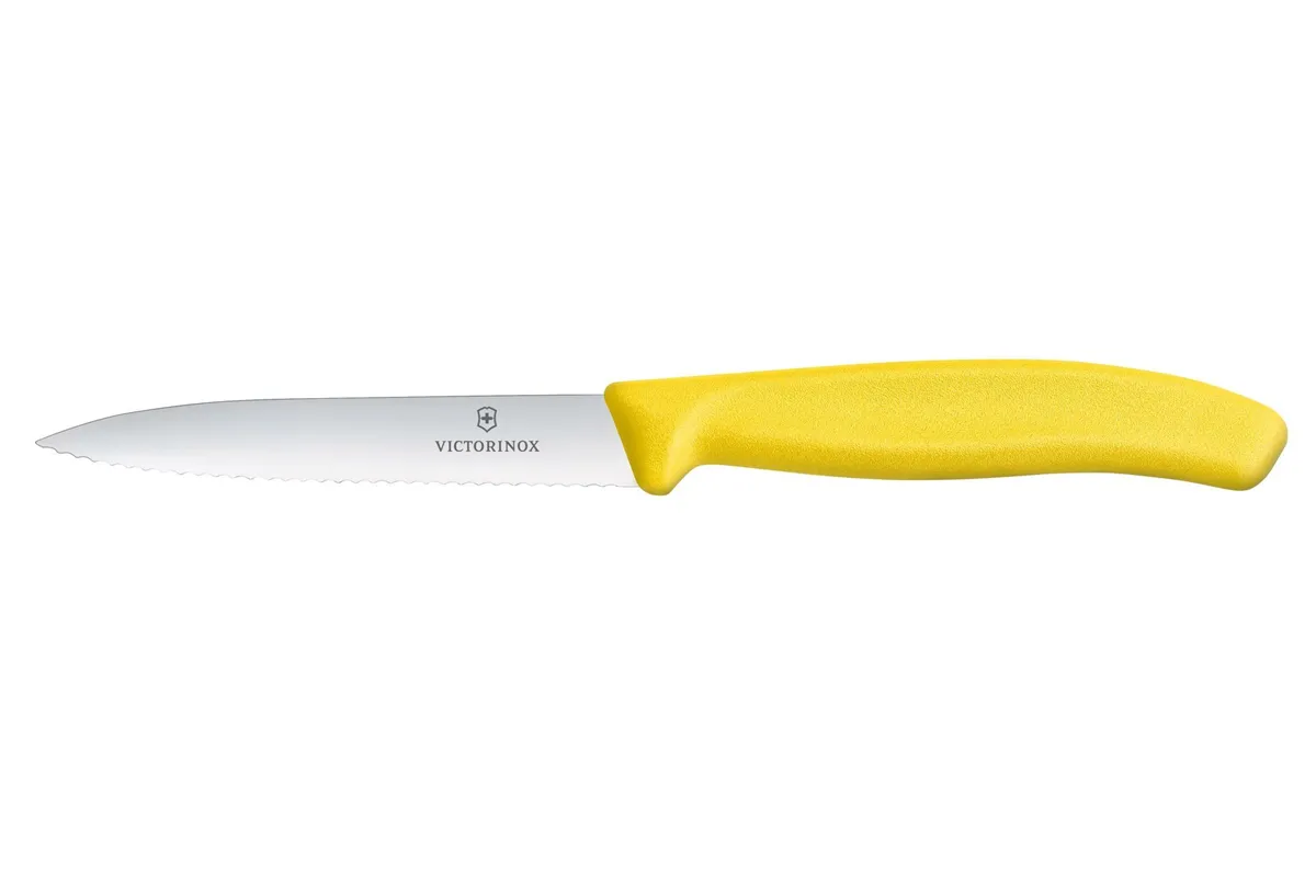 Nóż do jarzyn z ząbkowanym ostrzem, żółty, 212mm Victorinox 6.7736.L8