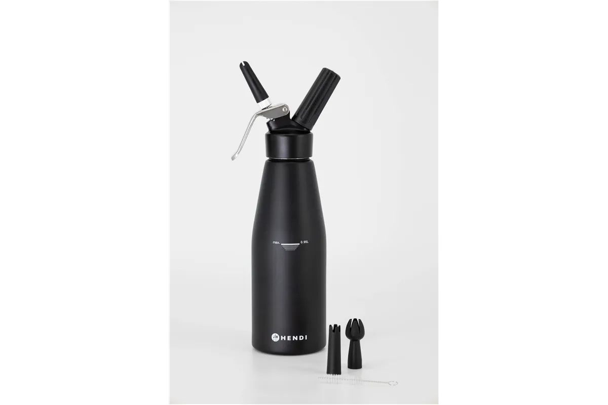 Syfon do bitej śmietany, Kitchen Line, 0,95L, czarny, ⌀95x320mm Hendi 588598