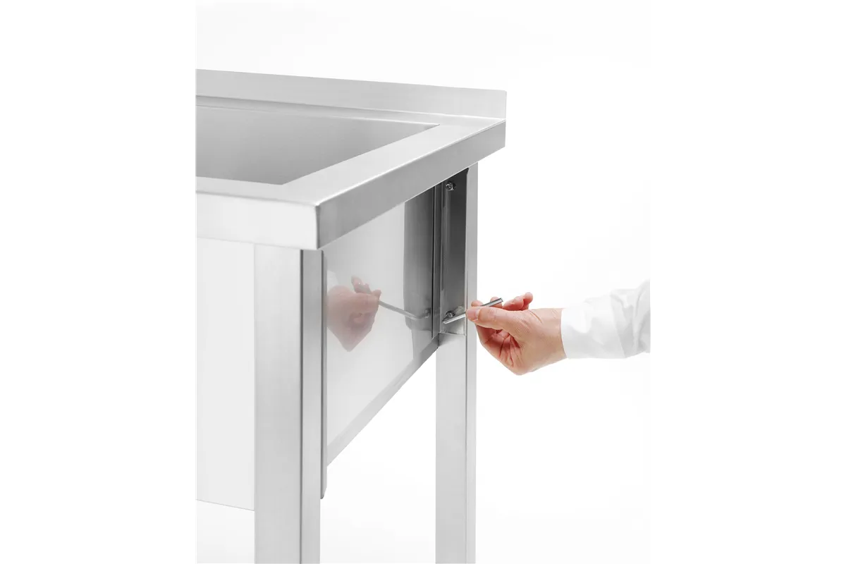 Stół z basenem 1-komorowym bez maskownicy – skręcany, głębokość 600 mm, Budget Line, 800x600x850mm Hendi 811009