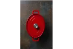 Garnek żeliwny emaliowany, 4,4L, czerwony, 365x290x115mm, Owalny Hendi 626849
