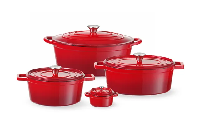 Garnek żeliwny emaliowany, 0,27L, czerwony, 130x100x48mm Hendi 626856