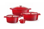 Garnek żeliwny emaliowany, 6,88L, czerwony, 405x255x134mm, Owalny Hendi 626825