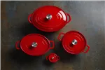Garnek żeliwny emaliowany, 3,7L, czerwony, 317x240x105mm Hendi 626832