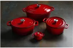 Garnek żeliwny emaliowany, 3,7L, czerwony, 317x240x105mm Hendi 626832
