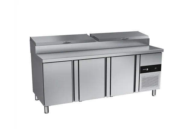 Zespolony stół chłodniczy 700 GN1/1 do pizzy z 3 drzwiami 445L 1800x700x850mm Fagor CPZ-3G GN1/4