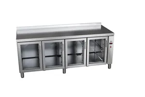 Stół chłodniczy ze szklanymi drzwiami 700mm GN 1/1 bez agregatu, 4xszklane drzwi 1942x700x850mm, 32W 230V Asber ETP-7-192-40 R H