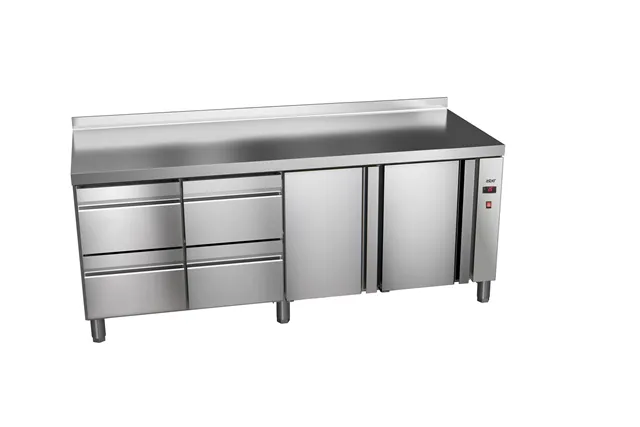 Stół chłodniczy 600mm bez agregatu, 4xszuflady+2xdrzwi pełne 2242x600x850 32W 230V Asber ETP-6-222-24 R HC SB40