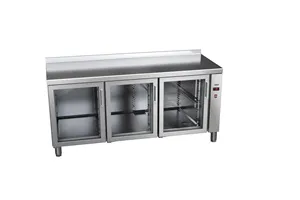Stół chłodniczy 600mm bez agregatu, 3xszklane drzwi 1717x600x850 32W 230V Asber ETP-6-169-30 R HC SB40 GD