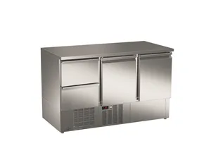 Stół sałatkowy z litym blatem, 2xszuflady+2xdrzwi pełne 1358x700x850 267W 230V Asber ETS-140-22 NS