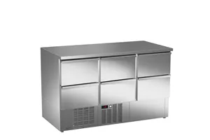 Stół sałatkowy z litym blatem, 6xszuflady 1358x700x850 267W 230V Asber ETS-140-06 NS