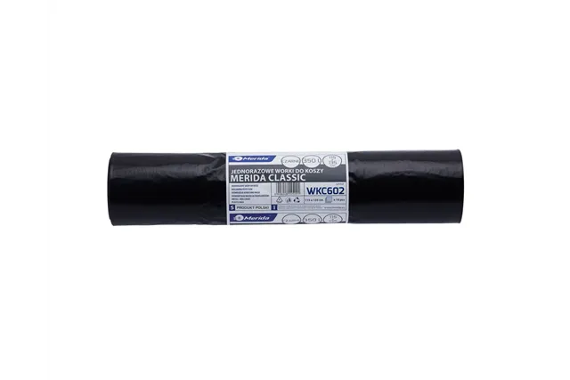 Worki na śmieci MERIDA, 115 x 135 cm, pojemność 350 l, rolka 10 szt., CZARNE, LDPE
 Merida WKC602
