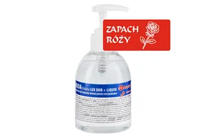 Płyn dezynfekcyjny o zapachu róży MERIDA POLANA LUX DDR+ LIQUID do higienicznej dezynfekcji rąk, butelka 300 ml z pompką
 MAD96