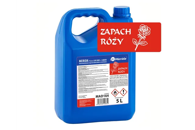 Płyn dezynfekcyjny o zapachu róży MERIDA POLANA LUX DDR+ LIQUID do higienicznej dezynfekcji rąk, kanister 5 l
 Merida MAD164