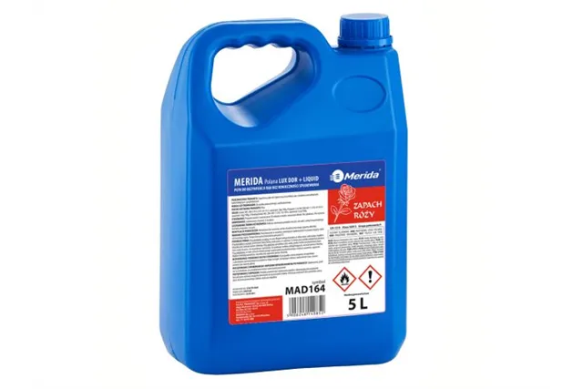 Płyn dezynfekcyjny o zapachu róży MERIDA POLANA LUX DDR+ LIQUID do higienicznej dezynfekcji rąk, kanister 5 l
 Merida MAD164