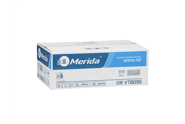 Ręczniki papierowe MERIDA TOP, białe, jednowarstwowe, 4000 szt.
 Merida VTB095