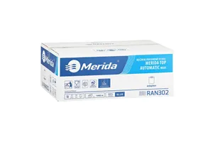 Ręczniki papierowe w roli z adaptorem MERIDA TOP AUTOMATIC MAXI niebieskie śr. 19,5cm dł. 240m dwuwarstwowe 6 rolek
 RAN302