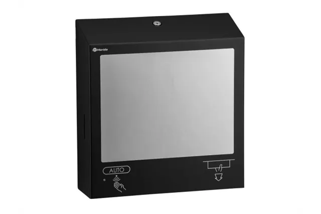 Pojemnik na ręczniki z bezdotykowym dozownikiem mydła z lustrem „3 w 1" MERIDA STELLA SLIM BLACK LINE COMBO czarny
 ASC753