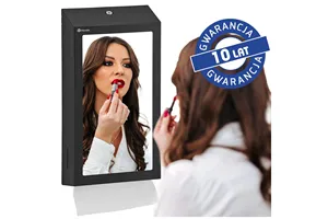 Pojemnik na ręczniki składane z lustrem ze stali SuperMirror „2w1" MERIDA STELLA SLIM BLACK LINE MEGA COMBO, czarny
 ASC755