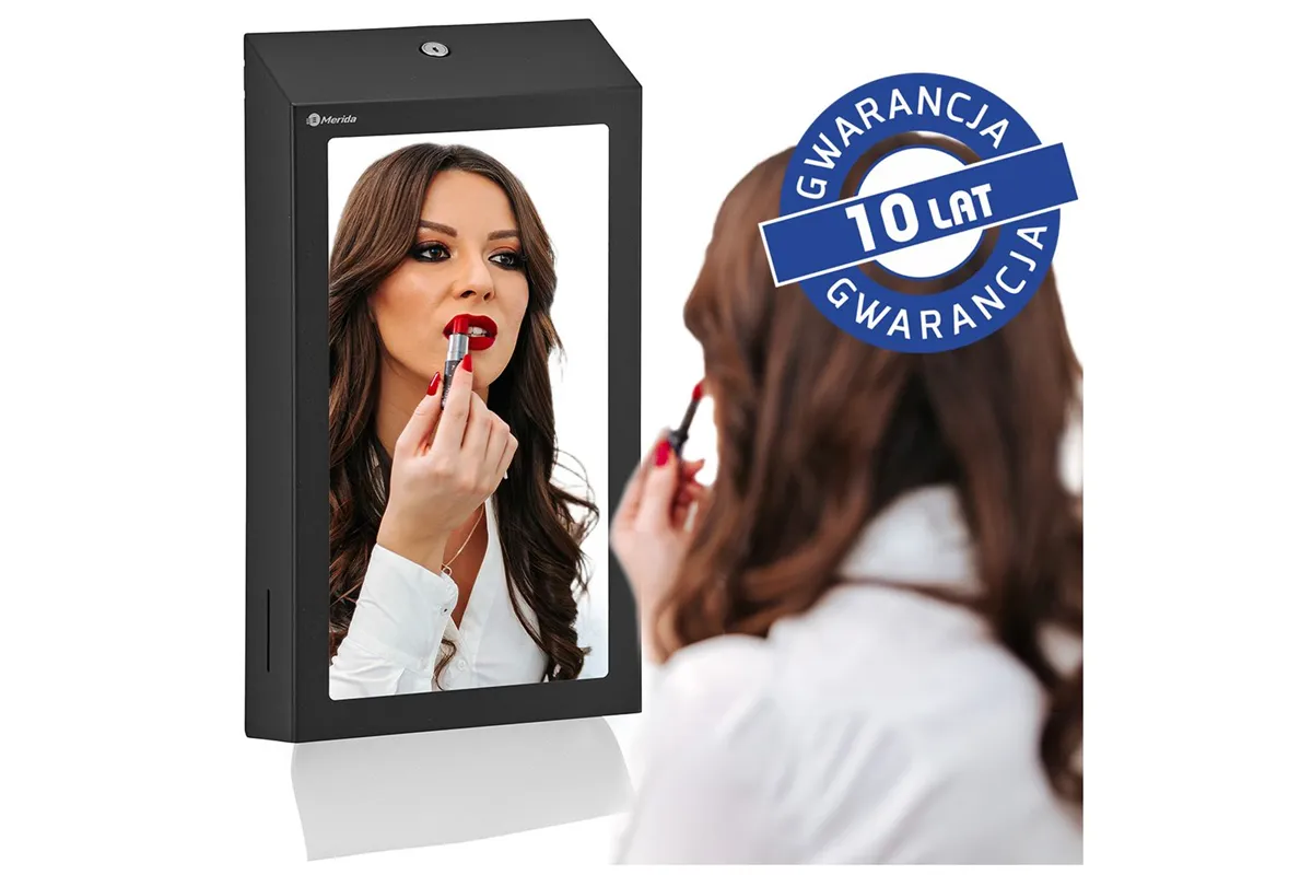 Pojemnik na ręczniki składane z lustrem ze stali SuperMirror „2w1" MERIDA STELLA SLIM BLACK LINE MEGA COMBO, czarny
 ASC755