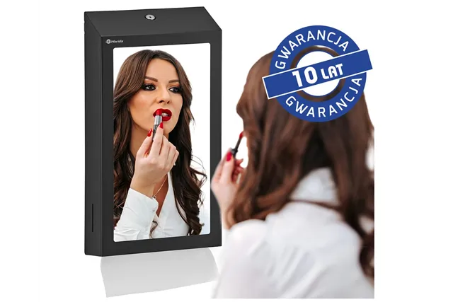 Pojemnik na ręczniki składane z lustrem ze stali SuperMirror „2w1" MERIDA STELLA SLIM BLACK LINE MEGA COMBO, czarny
 ASC755