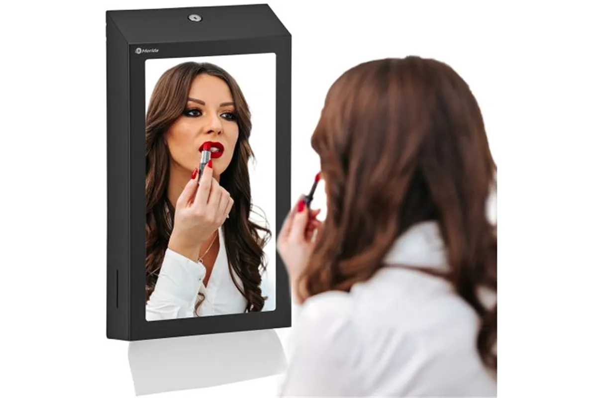Pojemnik na ręczniki składane z lustrem ze stali SuperMirror „2w1" MERIDA STELLA SLIM BLACK LINE MEGA COMBO, czarny
 ASC755