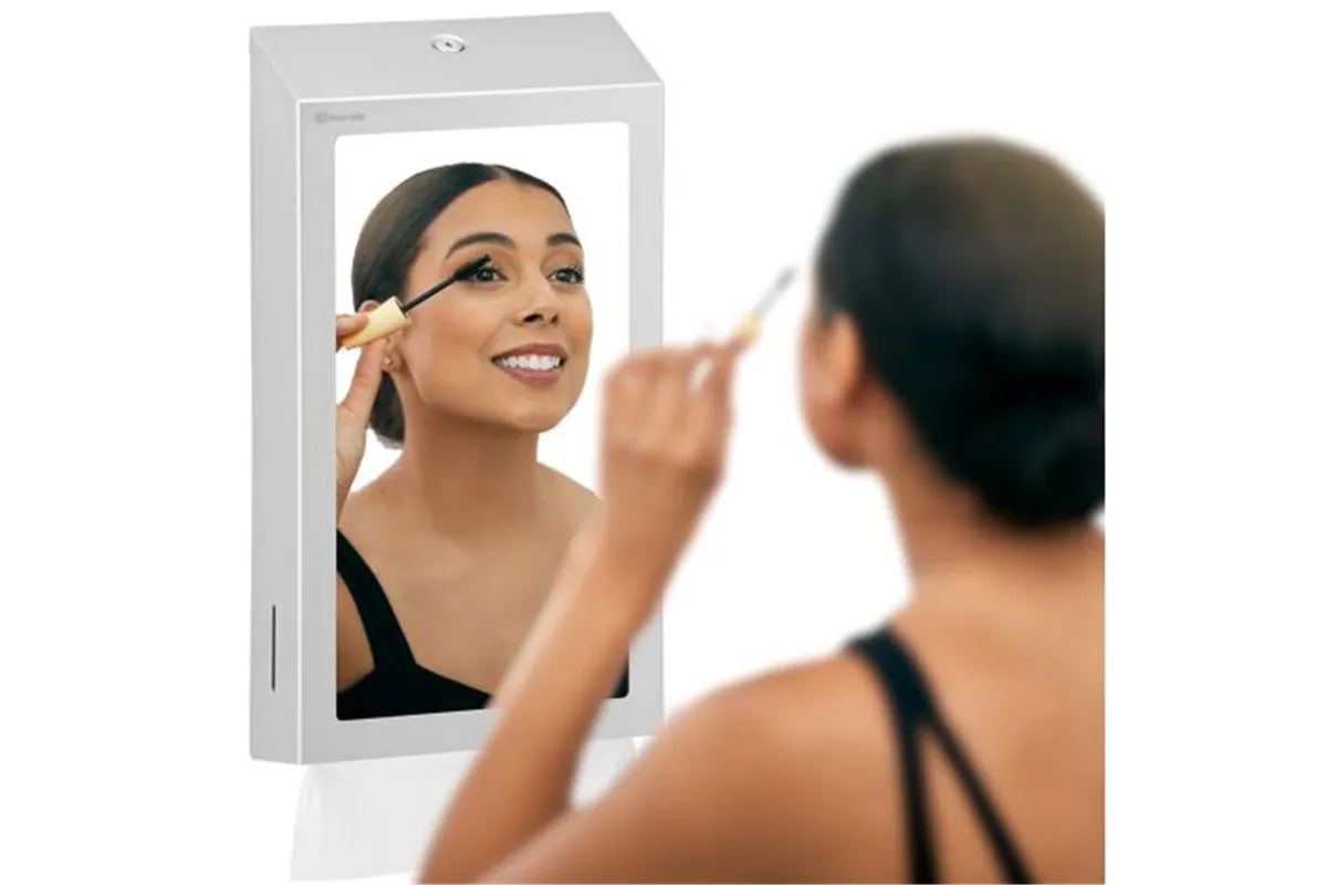 Pojemnik na ręczniki składane z lustrem ze stali SuperMirror „2w1" MERIDA STELLA SLIM MEGA COMBO, stal matowa
 Merida ASM755