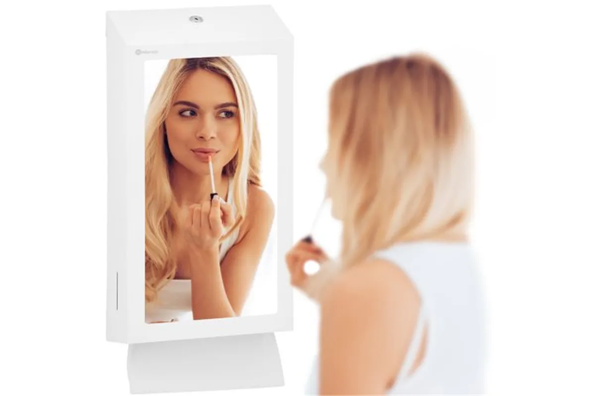 Pojemnik na ręczniki składane z lustrem ze stali SuperMirror „2w1" MERIDA STELLA SLIM WHITE LINE MEGA COMBO, biały
 ASB755