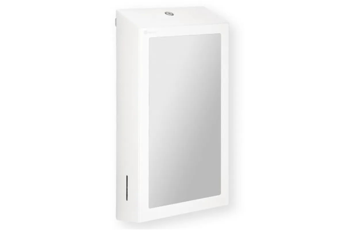 Pojemnik na ręczniki składane z lustrem ze stali SuperMirror „2w1" MERIDA STELLA SLIM WHITE LINE MEGA COMBO, biały
 ASB755