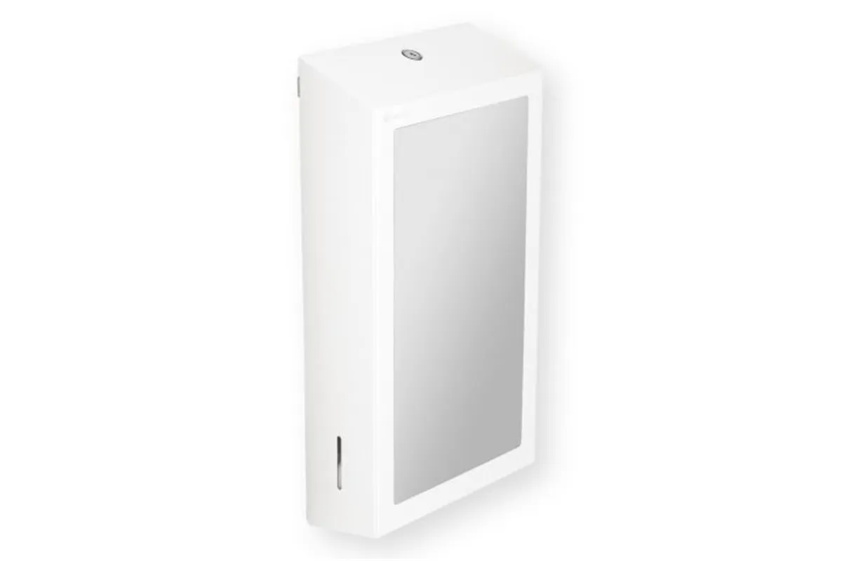 Pojemnik na ręczniki składane z lustrem ze stali SuperMirror „2w1" MERIDA STELLA SLIM WHITE LINE MEGA COMBO, biały
 ASB755