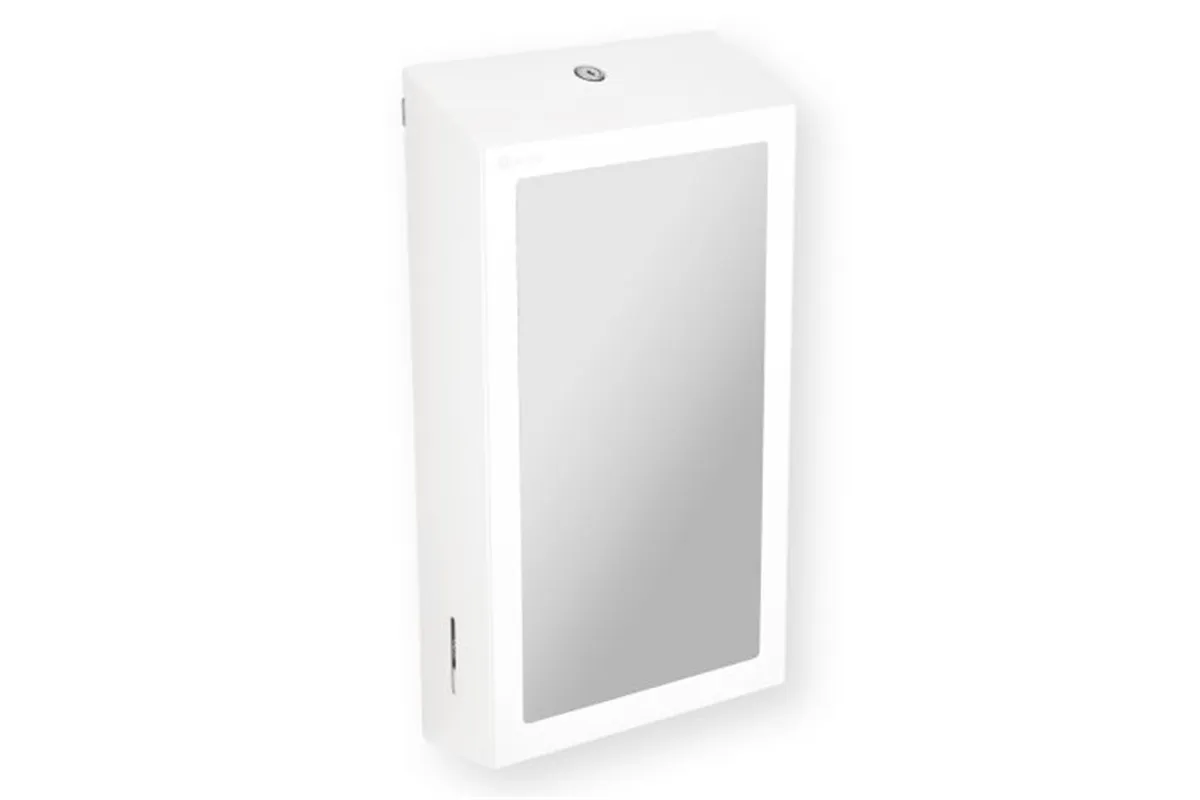 Pojemnik na ręczniki składane z lustrem ze stali SuperMirror „2w1" MERIDA STELLA SLIM WHITE LINE MEGA COMBO, biały
 ASB755