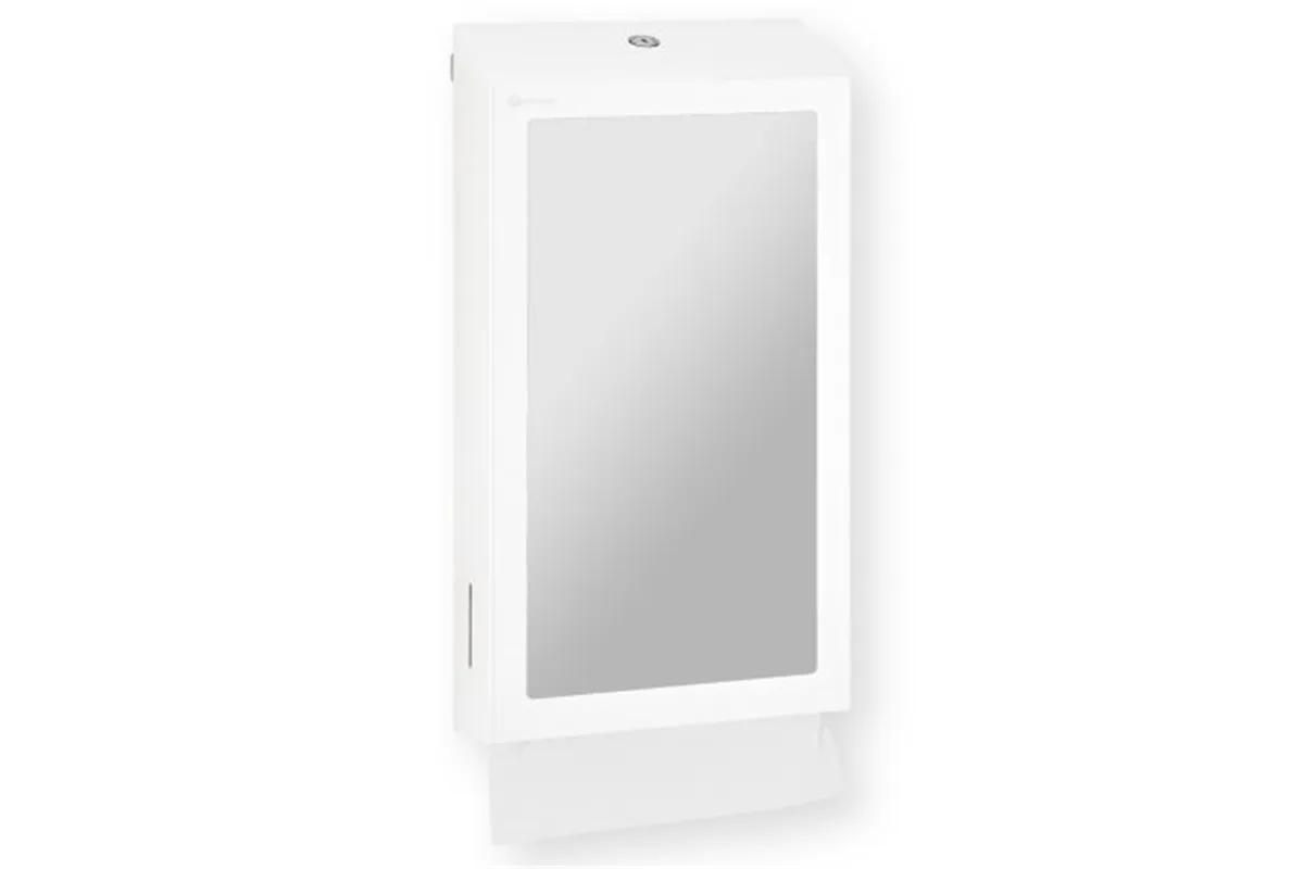 Pojemnik na ręczniki składane z lustrem ze stali SuperMirror „2w1" MERIDA STELLA SLIM WHITE LINE MEGA COMBO, biały
 ASB755