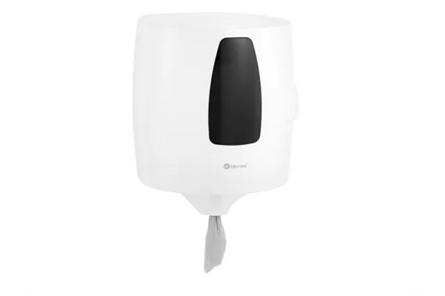 Pojemnik na ręczniki w rolach w systemie listkowym MERIDA ONE CENTER PULL, tworzywo ABS, biały
 Merida CEB701