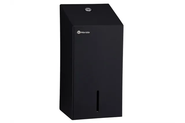 Pojemnik na papier toaletowy w listkach MERIDA STELLA BLACK LINE, pojemność do 450 szt., czarny
 Merida BSC401