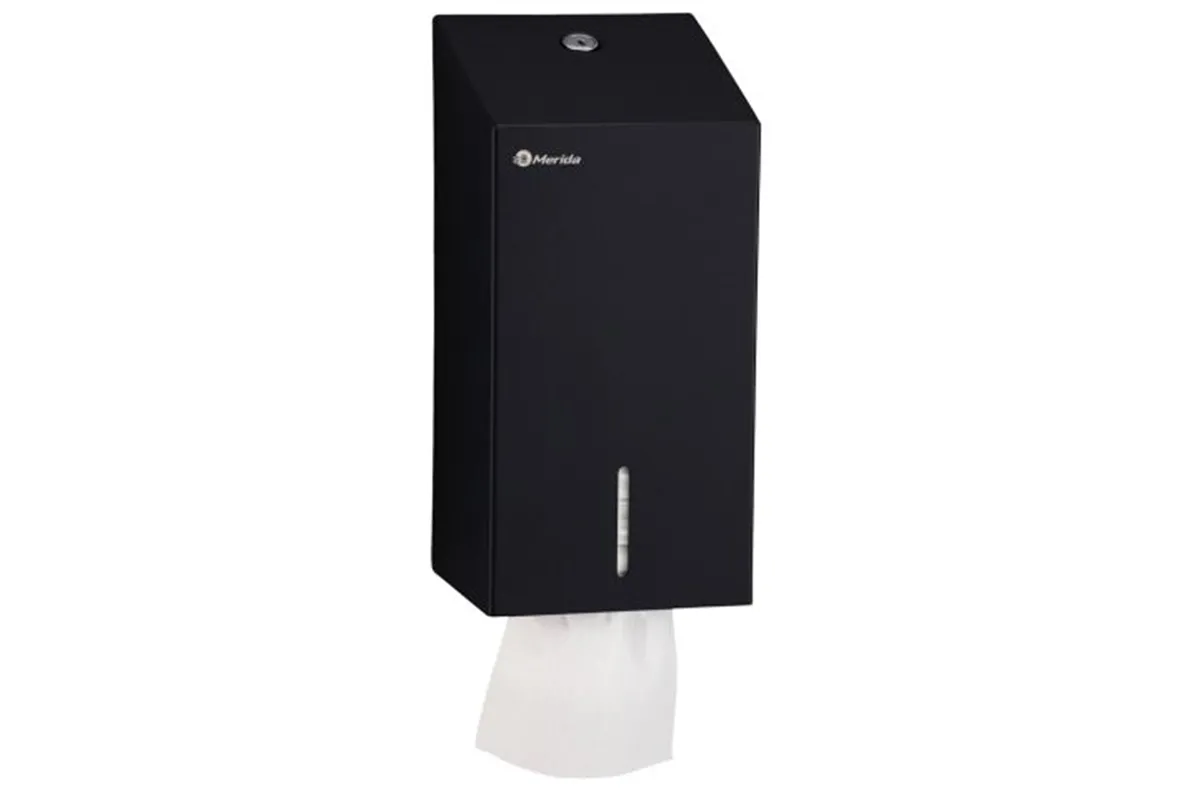 Pojemnik na papier toaletowy w listkach MERIDA STELLA BLACK LINE, pojemność do 450 szt., czarny
 Merida BSC401