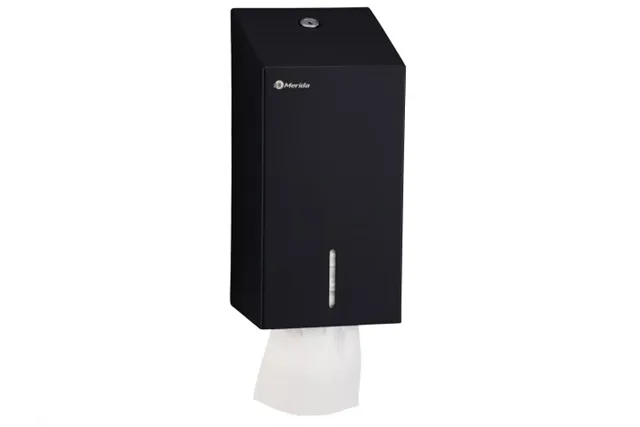 Pojemnik na papier toaletowy w listkach MERIDA STELLA BLACK LINE, pojemność do 450 szt., czarny
 Merida BSC401
