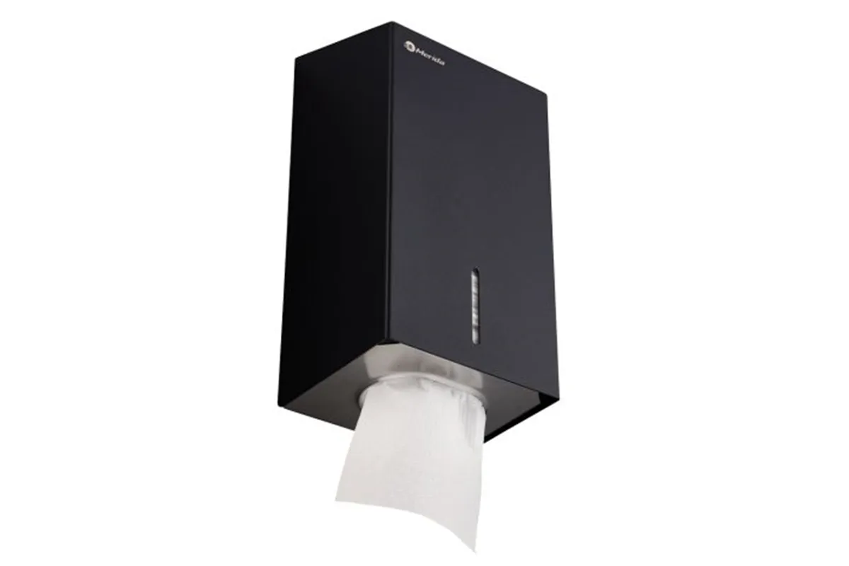 Pojemnik na papier toaletowy w listkach MERIDA STELLA BLACK LINE, pojemność do 450 szt., czarny
 Merida BSC401