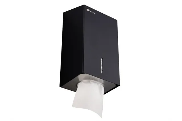 Pojemnik na papier toaletowy w listkach MERIDA STELLA BLACK LINE, pojemność do 450 szt., czarny
 Merida BSC401