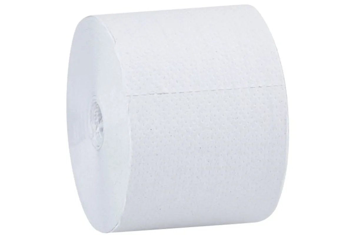 Papier toaletowy bez gilzy MERIDA OPTIMUM, biały, średnica 12 cm, długość 85 m, dwuwarstwowy, karton 18 szt., ECOLABEL
 POB301
