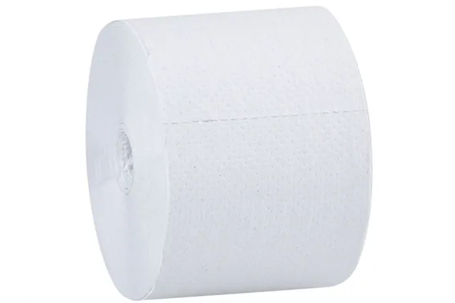 Papier toaletowy bez gilzy MERIDA OPTIMUM, biały, średnica 12 cm, długość 85 m, dwuwarstwowy, karton 18 szt., ECOLABEL
 POB301