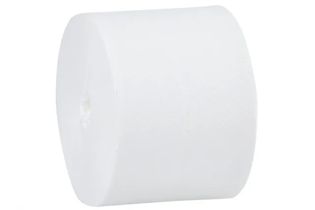 Papier toaletowy bez gilzy MERIDA TOP, biały, średnica 12 cm, długość 85 m, dwuwarstwowy, karton 18 szt, ECOLABEL
 PTB301
