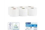 Papier toaletowy MERIDA TOP CENTER PULL, biały, średnica 17 cm, długość 120 m, dwuwarstwowy, zgrzewka 6 szt., ECOLABEL
 PTB703