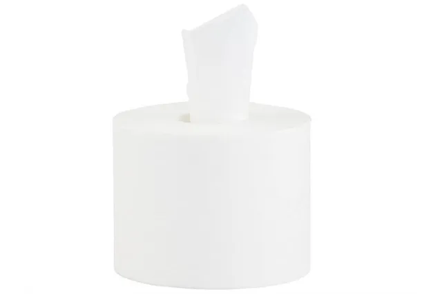 Papier toaletowy MERIDA TOP CENTER PULL, biały, średnica 17 cm, długość 120 m, dwuwarstwowy, zgrzewka 6 szt., ECOLABEL
 PTB703