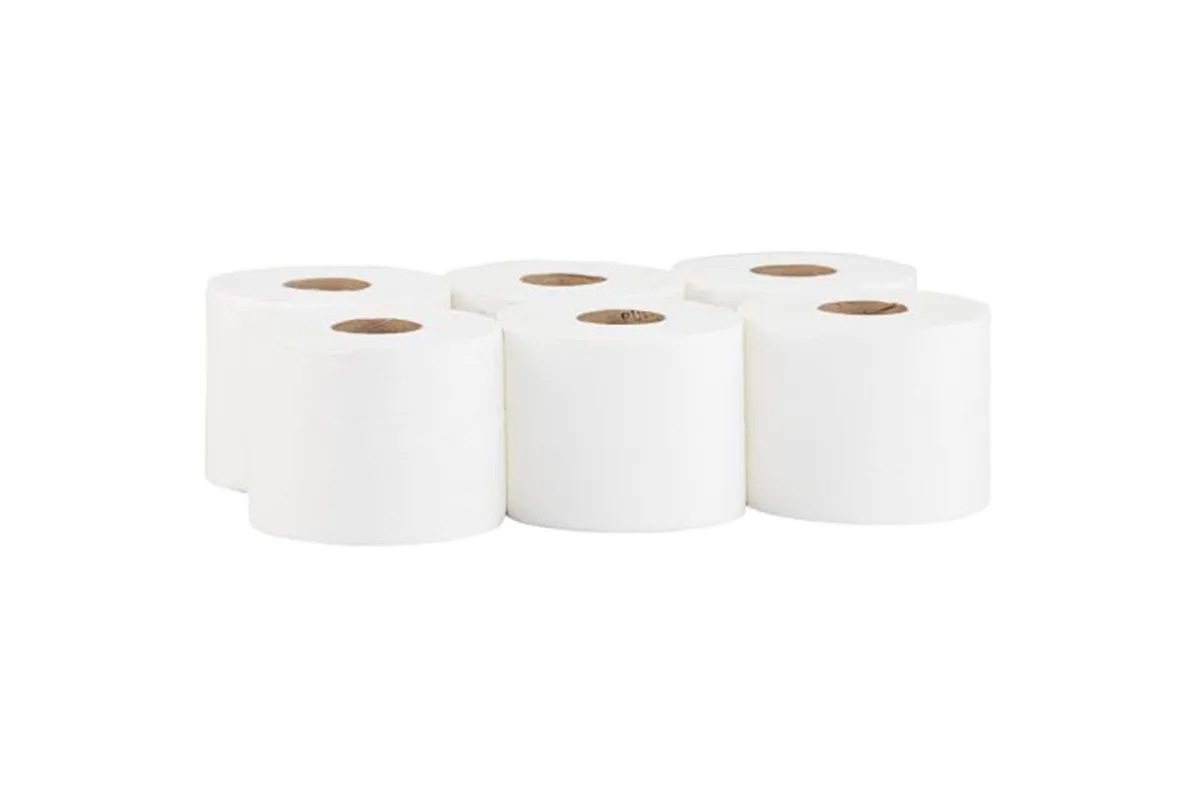 Papier toaletowy MERIDA TOP CENTER PULL, biały, średnica 17 cm, długość 120 m, dwuwarstwowy, zgrzewka 6 szt., ECOLABEL
 PTB703