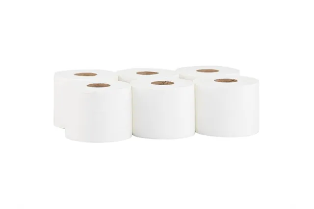 Papier toaletowy MERIDA TOP CENTER PULL, biały, średnica 17 cm, długość 120 m, dwuwarstwowy, zgrzewka 6 szt., ECOLABEL
 PTB703
