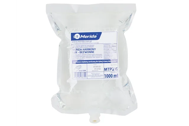 Mydło w pianie MERIDA HARMONY LUX BEZWONNE, jednorazowy wkład 1000 ml, bez zapachu
 Merida MTP216