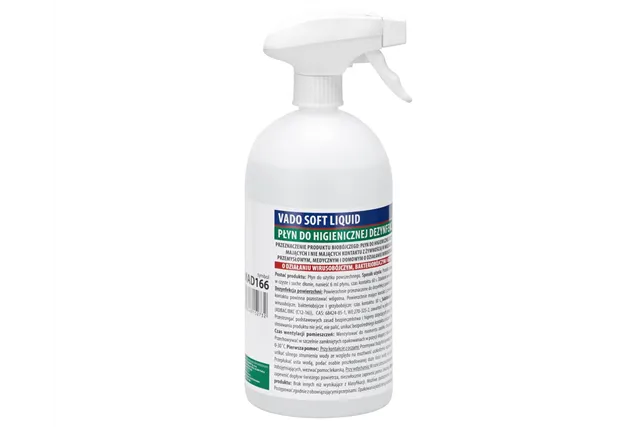 MERIDA VADO SOFT bezalkoholowy płyn do higienicznej dezynfekcji rąk i powierzchni, butelka ze spryskiwaczem 1000 ml
 MAD166